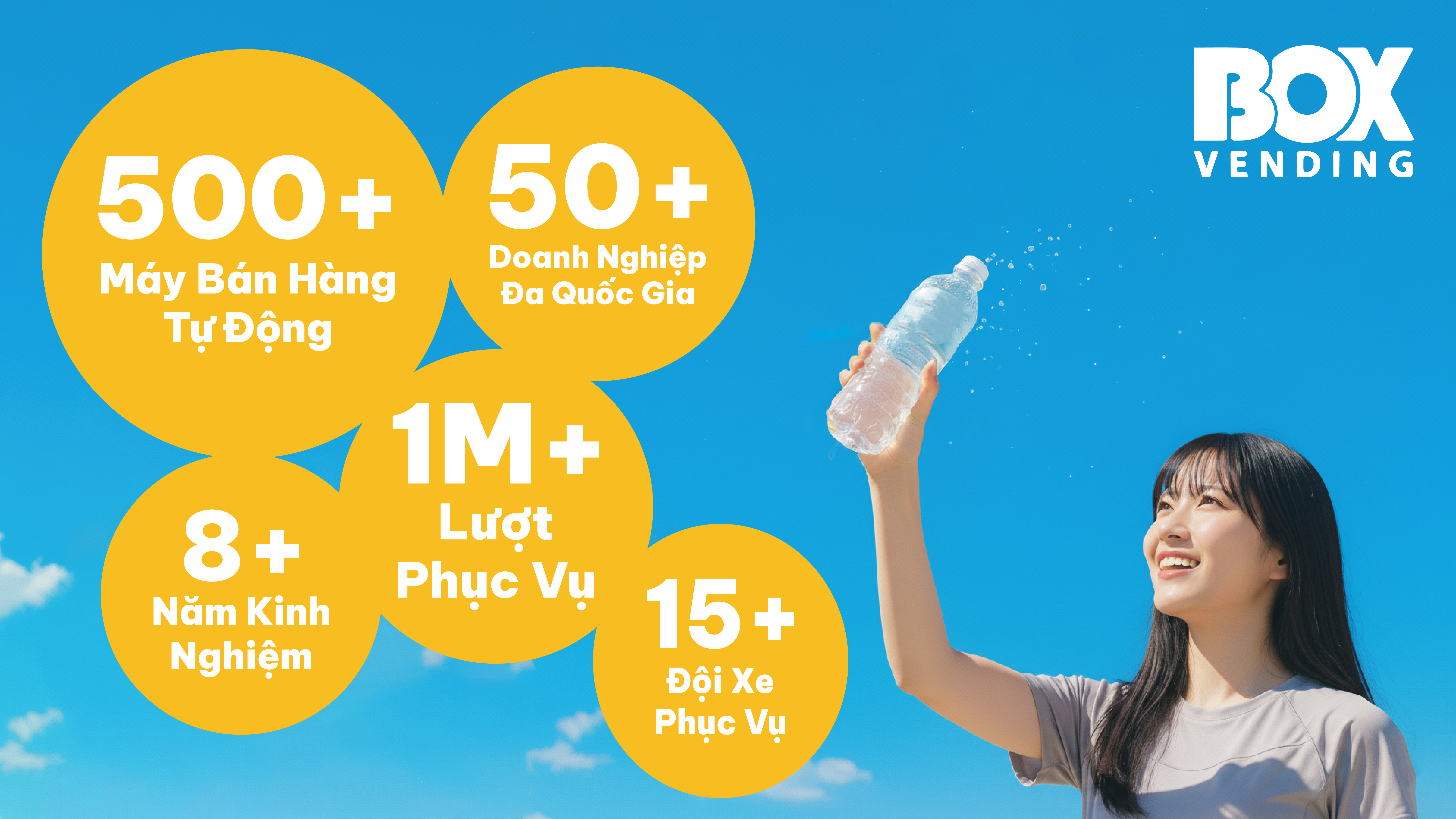 Girl drinking water with logo